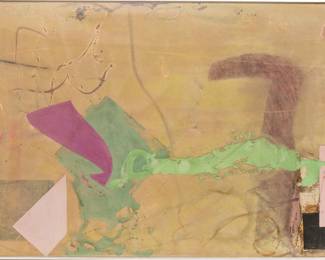 Peter Plagens (American, B. 1941) Mixed Media on Paper, Ca. 1970s, Untitled Abstract, H 29.5" W 41.5" | Unsigned. Mixed media with gouache, watercolor, oil crayon and collage. Framed under plexiglass. Provenance: Property of Prominent Collector, Birmingham, Michigan