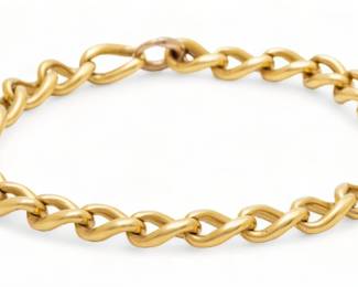 18K Yellow Gold Man's Link Bracelet, As Is L 8.5" 35g | Closure is missing. Tests 18k. Catch tests 14K. Provenance: From the Estate of Prominent Collector, Leon Zielinski, Macomb County, MI