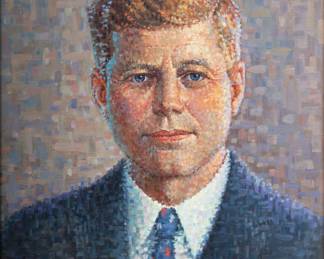 Richard Vernon Goetz (American, 1915-1991) Oil on Canvas, Portrait of John F. Kennedy, 1961, H 20" W 16" | Signed 'R.V. GOETZ' and dated '3-4-61' lower right. Frame measures H 29.5" X W 26". Provenance: Property of Prominent Collector, Birmingham, Michigan