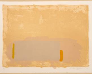 John Hoyland (British, 1934-2011) Lithograph in Colors on Wove Paper, 1971, "Ochre", H 23" W 31" | Signed in pencil lower right, dated and numbered 92/100, with full margins.  Frame Measurements H 29.5" W 37" Provenance: Property of Prominent Collector, Birmingham, Michigan