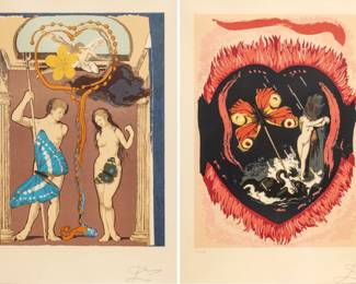 Salvador Dali (Spanish, 1904-1989) Lithographs in Colors on Wove Paper 1977, "Triumph of Love (Suite of 2)" | Signed in pencil lower right and numbered 101/175 lower left, with full margins.  Field 78-4 Provenance: Property from a Private Collector, Clinton Township, Michigan