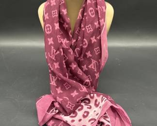 Ladies Pink & Purple Yves St. Laurent Logo Scarf