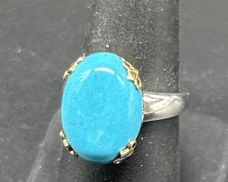 925 Silver w/ Sleeping Beauty Turquoise Ring