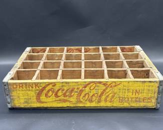 Vintage Wooden w/ Yellow Painted Coca-Cola Crate