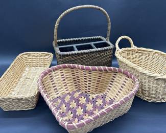 (4) Wicker Baskets, 1 is Picnic Organizer Basket