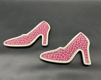 (2) Pink Leopard Print Decorative Trays