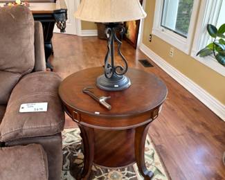 Side Table, Brass duck fireplace damper, Table Lamp