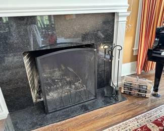 Firewood bundle, Fireplace tool set, Black metal cattail fireplace screen