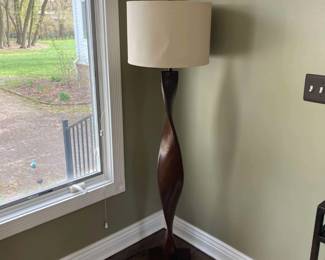 Wooden Twisted Floor Lamp
