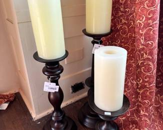 Pottery Barn Wooden Candle Pillar (A), 3.	Pottery Barn Wooden Candle Pillar (B)