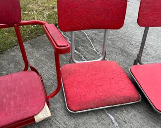 Absolutely wonderful stadium seats aluminum with original red vinyl seats! they swivel too!!! 