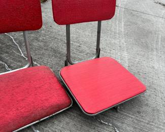 Absolutely wonderful stadium seats aluminum with original red vinyl seats!