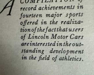 Lincoln Motor Cars Sports Brochure 