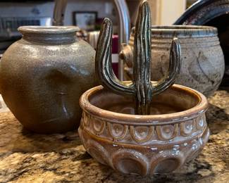 Assorted Pottery, Brass Cactus