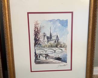 Art French Artist C. Ducollet "Notre Dame on the Seine"