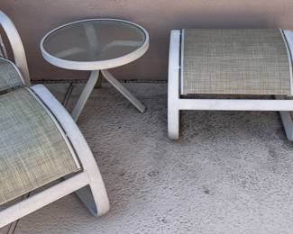 Assorted Patio Chairs, Ottoman, Side Tables