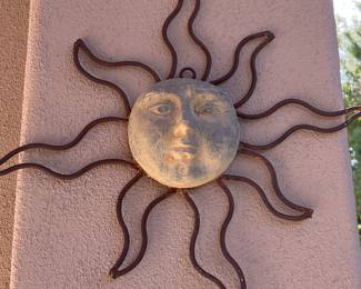 Yard Art Metal and Clay Small Sun