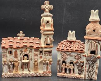 (2) Spanish Missions Made out of Clay