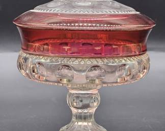 Mid Century Ruby Crown by Colony Compote & Lid