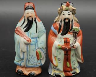 Pair Vintage Porcelain Chinaman Figurines