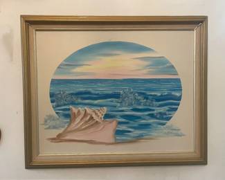 K.Moore Orignal Oil on Canvas. ''The Conch and the Sea'' 28x21'' $600.