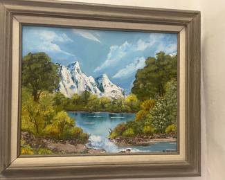 K.Moore Original Oil on Canvas ''Mountain River'' 20x16'' $450.