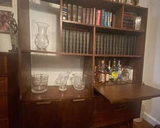 Vintage Mahogany Bookcase/Wall Unit/Bar with 2 Large Drawers and a Cabinet $400
