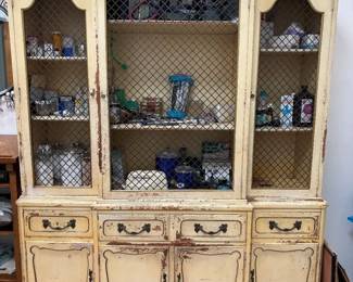 Vintage Provincial Cabinet with Metal Doors: Bring French Country Charm to Your Home $650