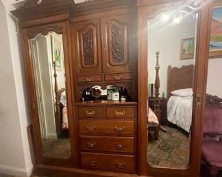 Antique Mahogany English Wardrobe $4000.