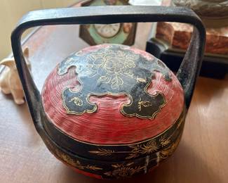 Japanese antique lacquer food dish.