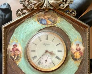19th century clock.French Enamel with losses.