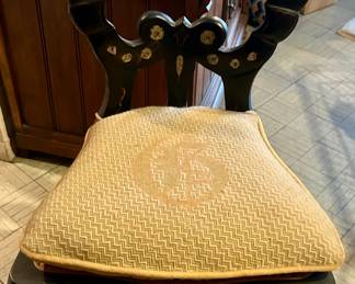 1x Mother of pearl inlaid chair.