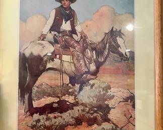 Colt's Patent Fire Arms Manufacturing Print of "Cowboy on the trail" from Portal Publications after Frank Schoonover