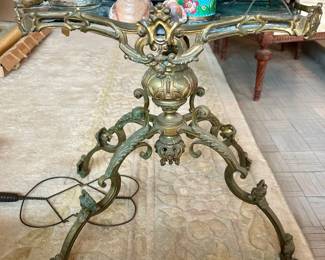 Victorian brass and marble top end table.