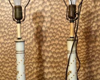A pair Bristol vases mounted as lamps .