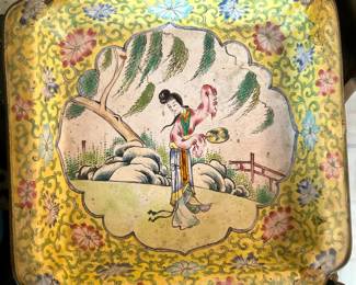 Chinese hand painted Tray.