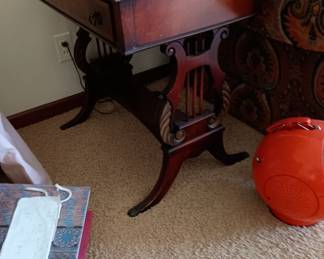 Lyre detail, on pair of side/ end tables