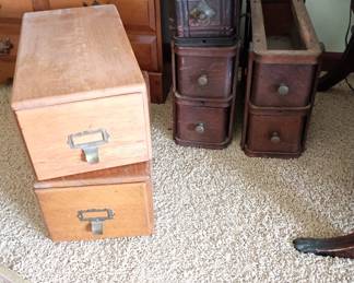 Sewing cabinet drawers
Card catalogue drawers