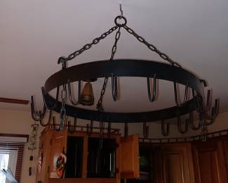 Hanging kitchen cooking pot rack