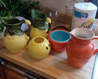 Fiestaware bowls
Le Crueset pitcher