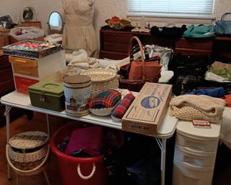 Sewing room with a variety of related supplies 