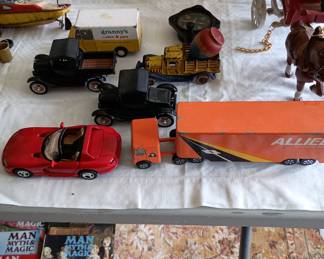 Toy trucks and cars
