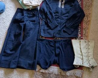 Dress Blue  wool Navy uniform, with spats, blanket and bag