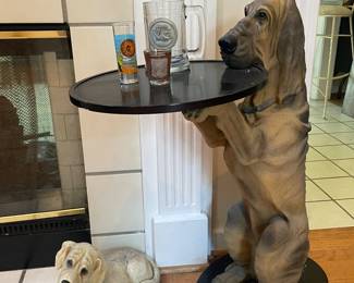 Hound dog butler serving tray table
