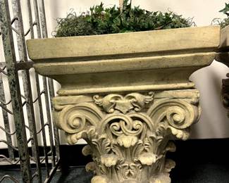 Euro-style cast stone planters.  Set of 2