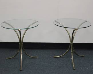 Brass and glass end tables