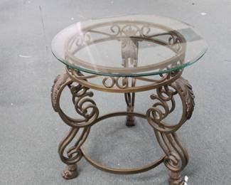 Metal and glass end table