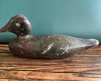 Antique duck decoy, white wing scoter, hand carved and hand painted