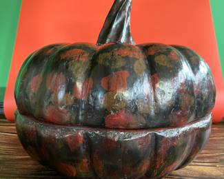 Buddhist offering boxes in the shape of squashes, pumpkins