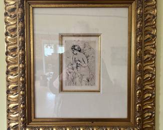 "Baigneuse Debout a mi-jambes" by Pierre August Renoir, c 1910, etching, 6 5/8" x 4 7/16" image size, as published by Theodore Duret, Paris, provenance: from the University of California-Los Angeles Museum Collection